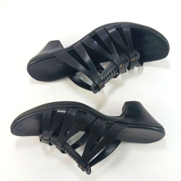 Clarks Bendables Women's Black Leather Strappy Slip- On Sandals Size 7 - Picture 10 of 13